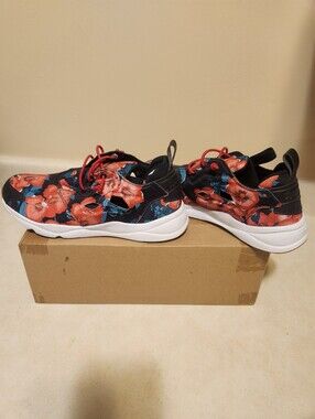 Reebok Floral Knit Sneakers in Black, Red, Blue